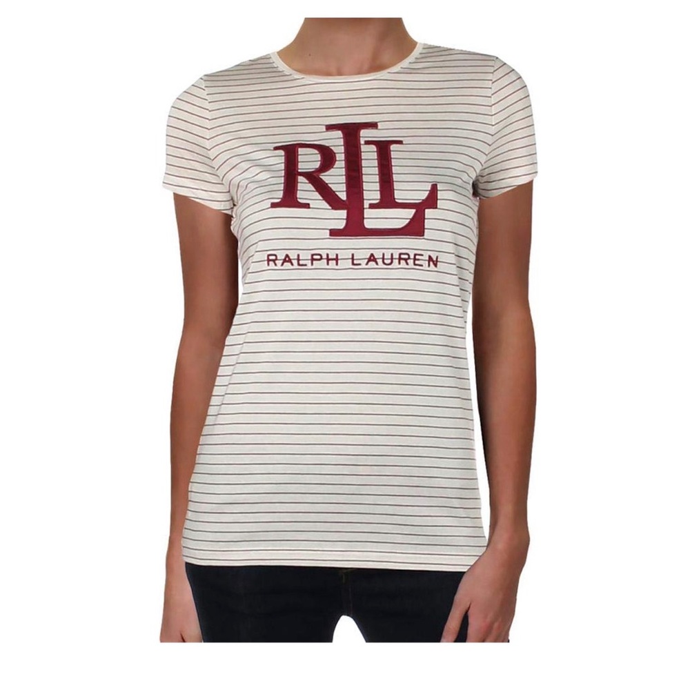 Ralph Lauren Woman Studded logo t-shirt in Medium